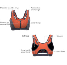 Load image into Gallery viewer, High Support Sport Bra With Zipper Push Up Pink/Grey - Sparkly Girl